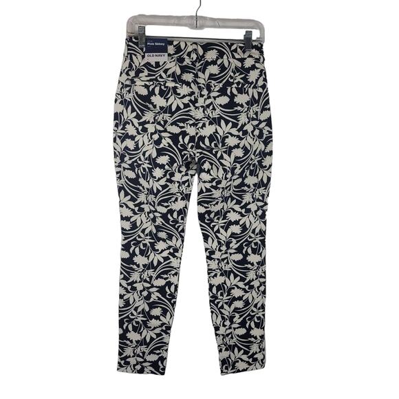 Old Navy Blue White Floral High Rise Pixie Skinny 4 NWT - Picture 2 of 5